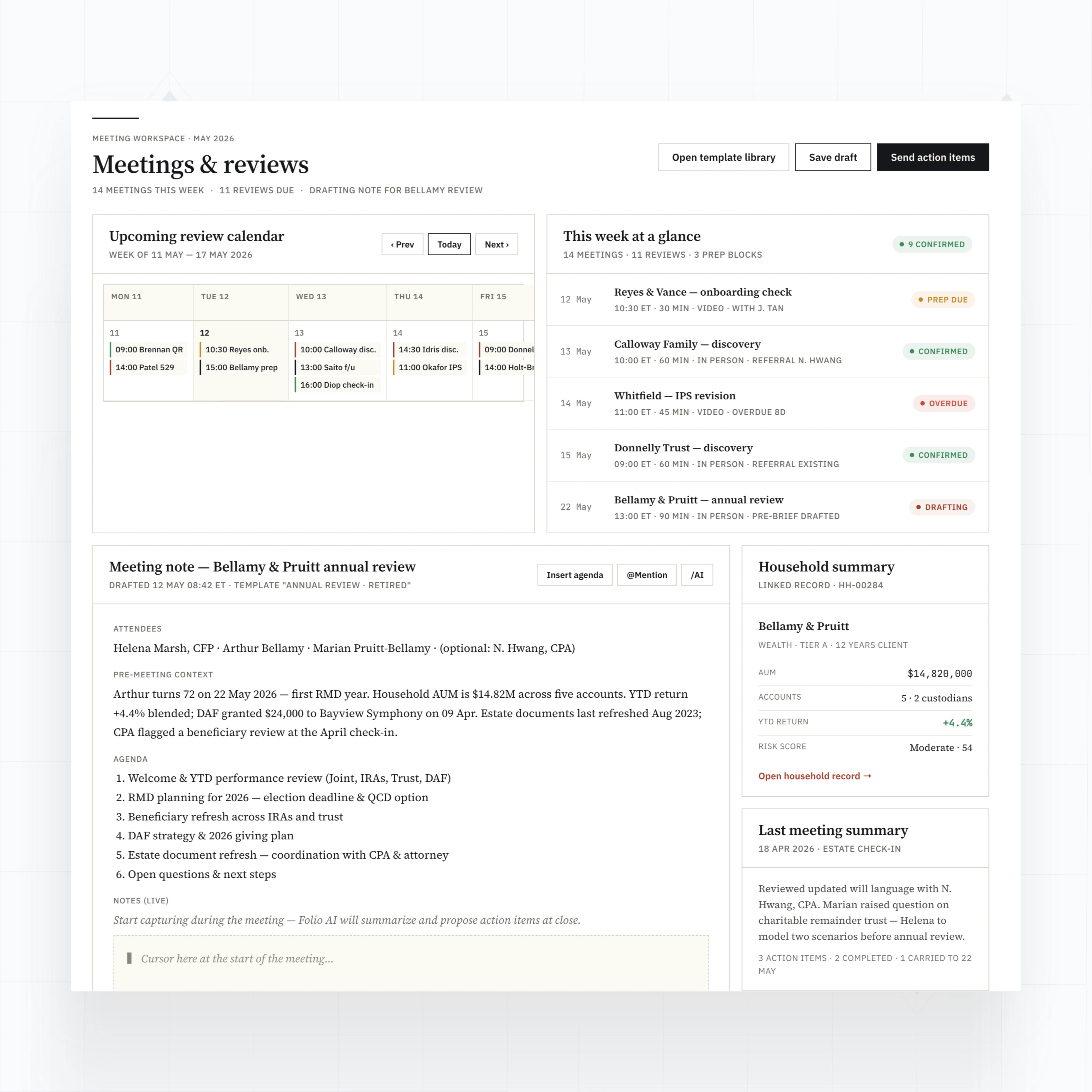 Meeting notes and reviews