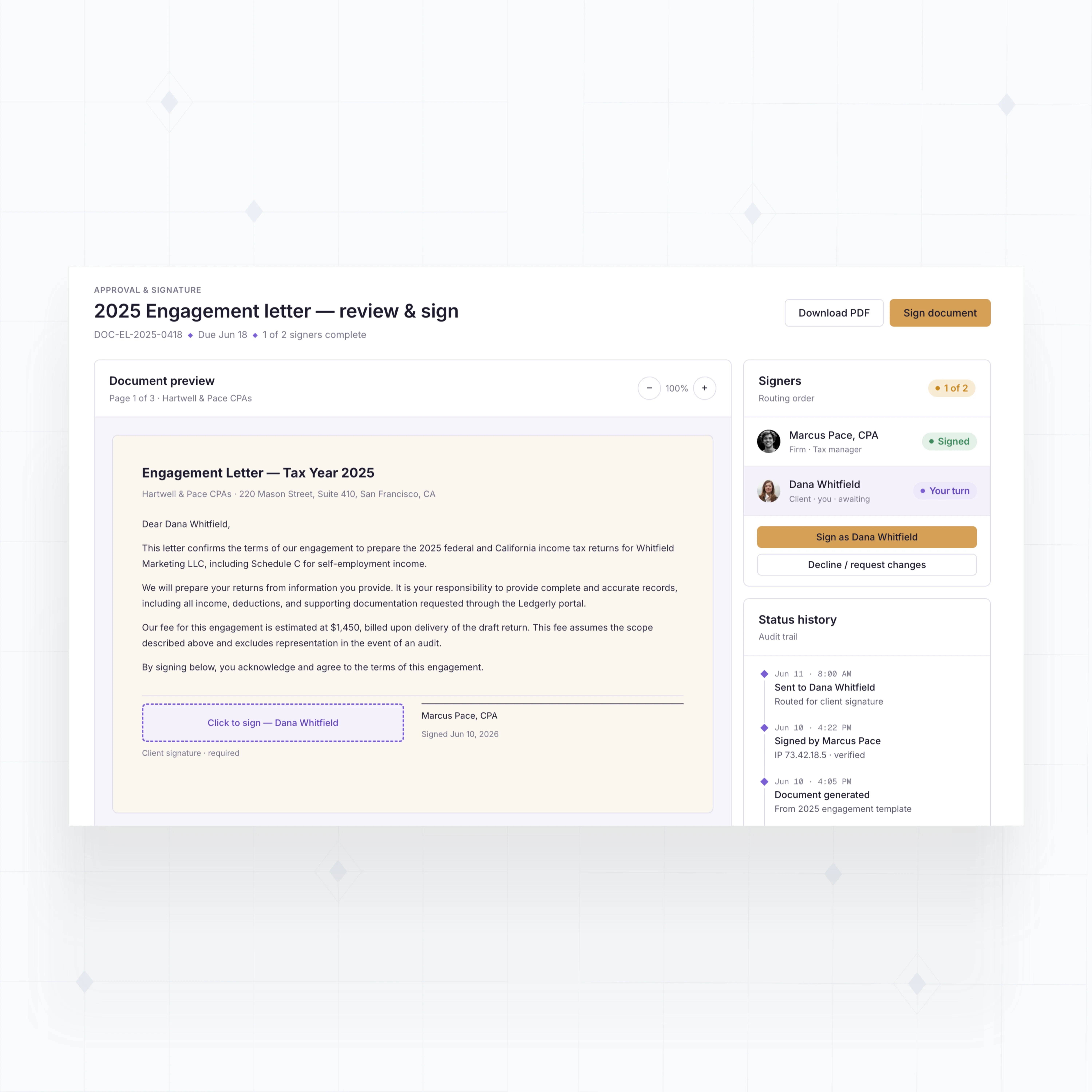 E-signature approvals