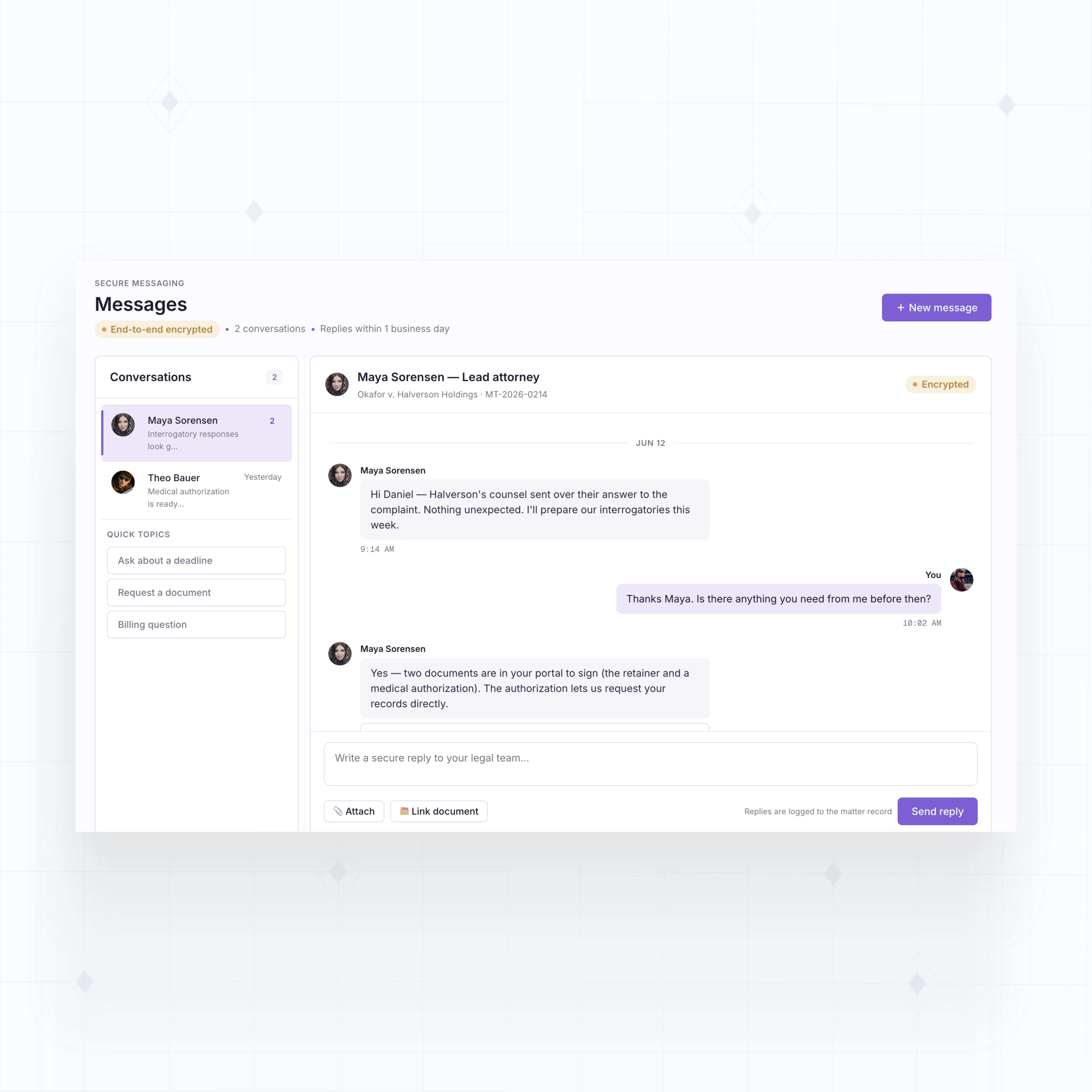 Case message threads