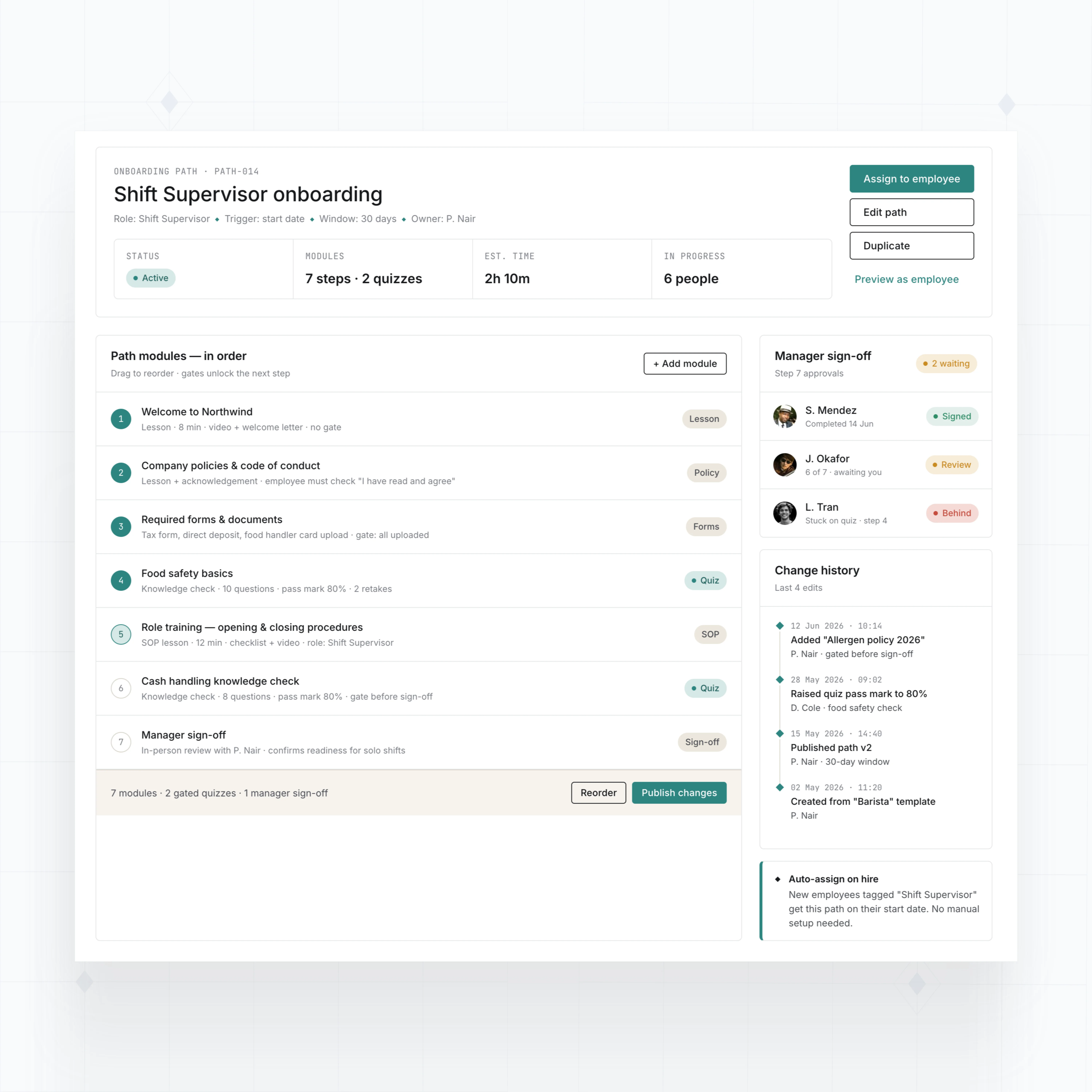 Employee onboarding paths
