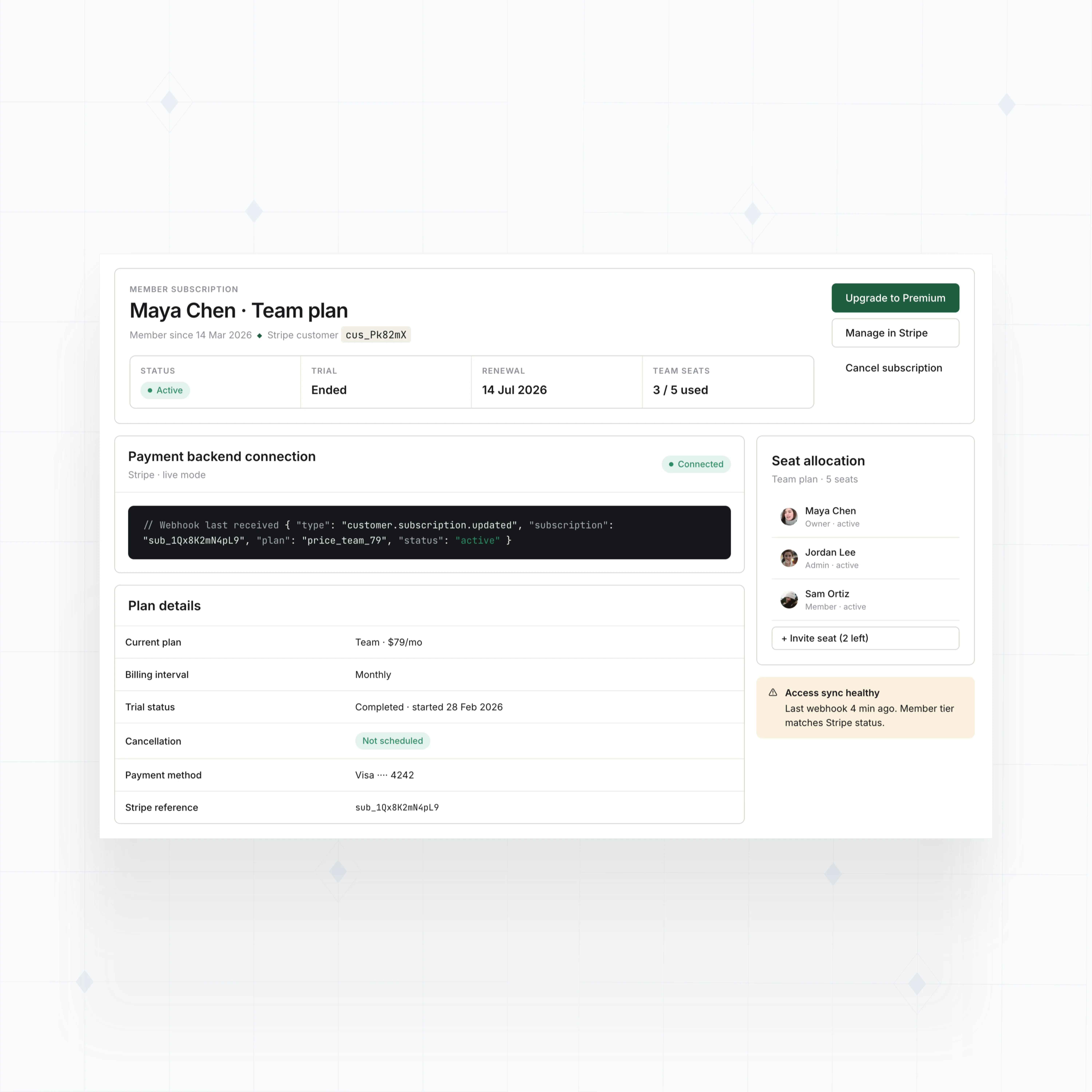Subscription status views