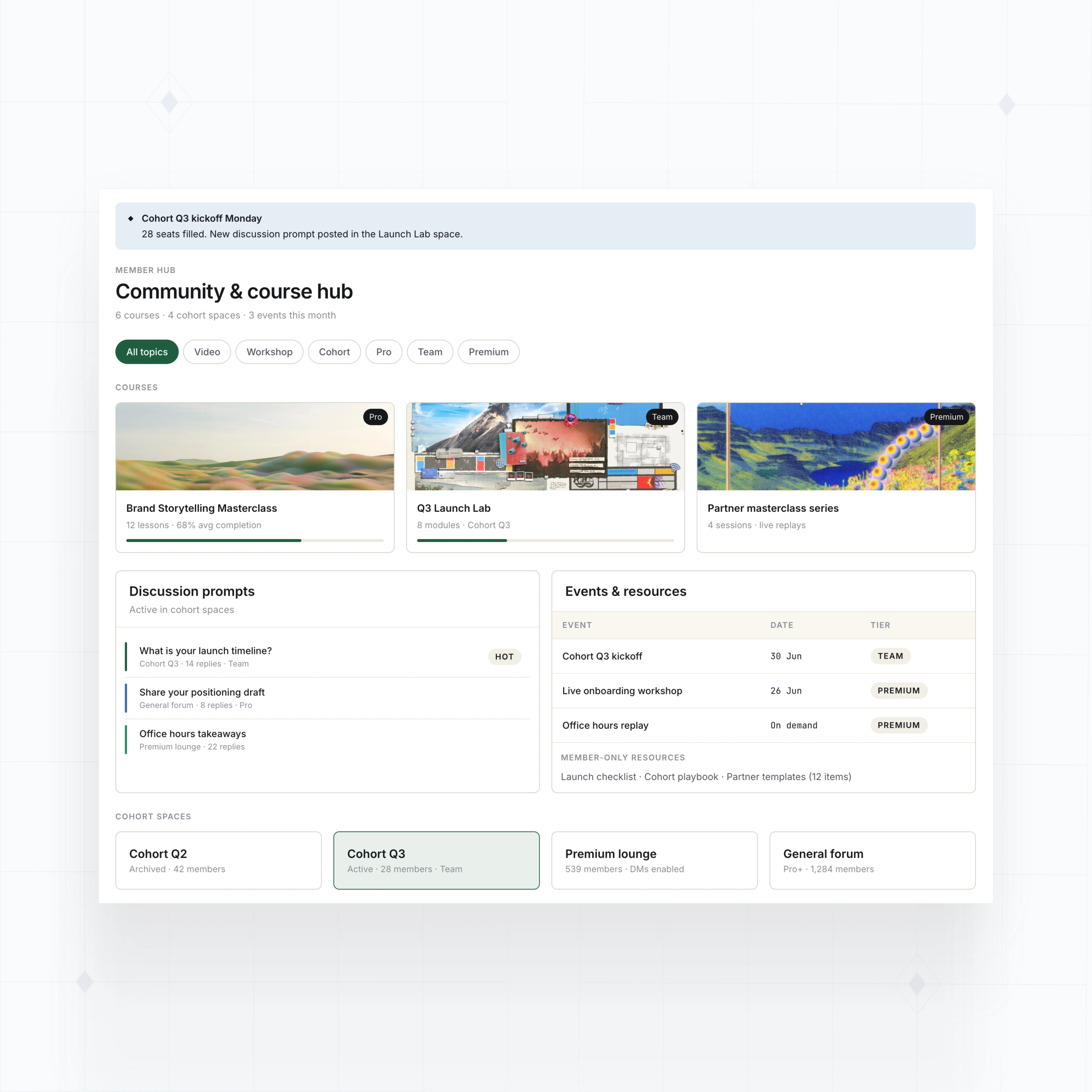 Community and course hub