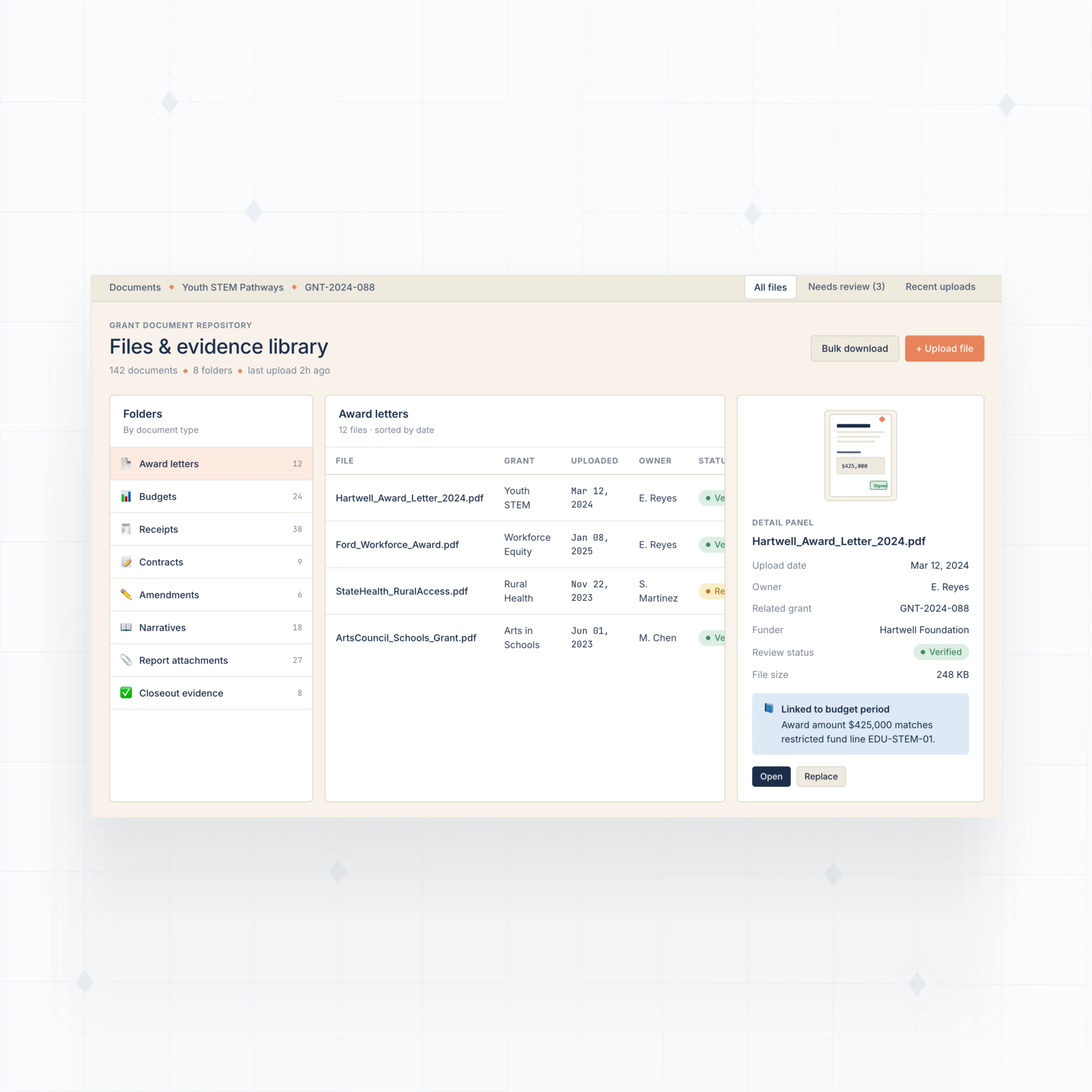 Grant document repository