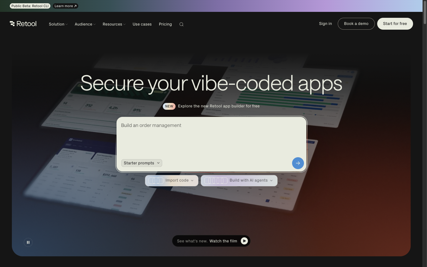 Retool homepage showing its platform for internal software