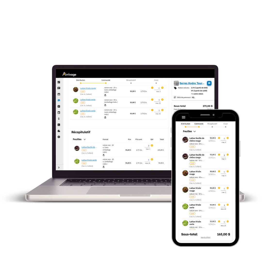 Plateforme Arrivage sur ordinateur et tablette