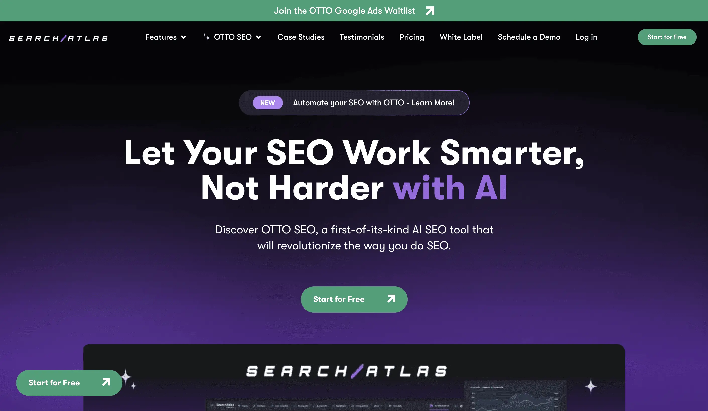 Image of the Search Atlas SEO tool's home page