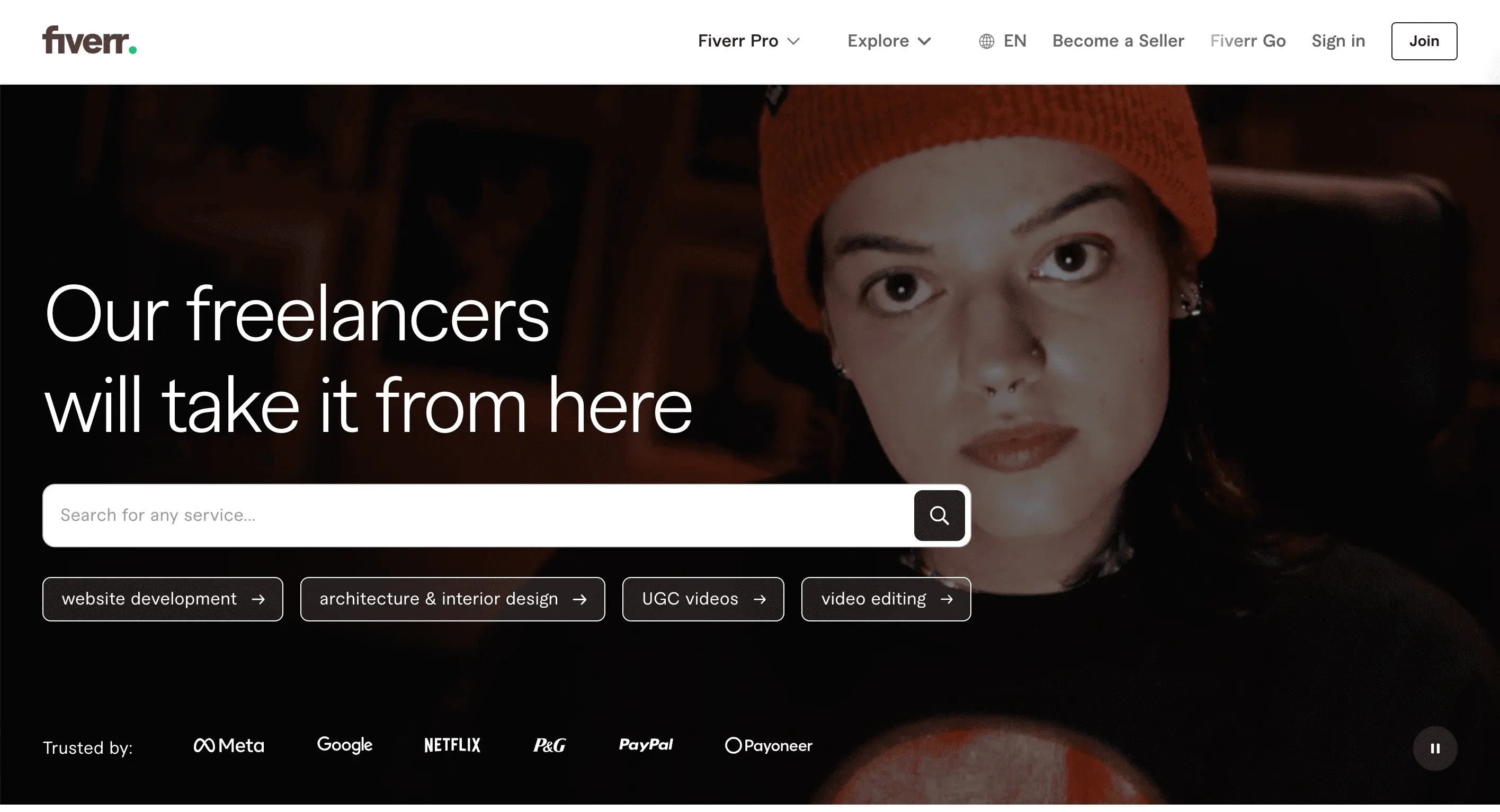 An image of fiverr.com website homepage