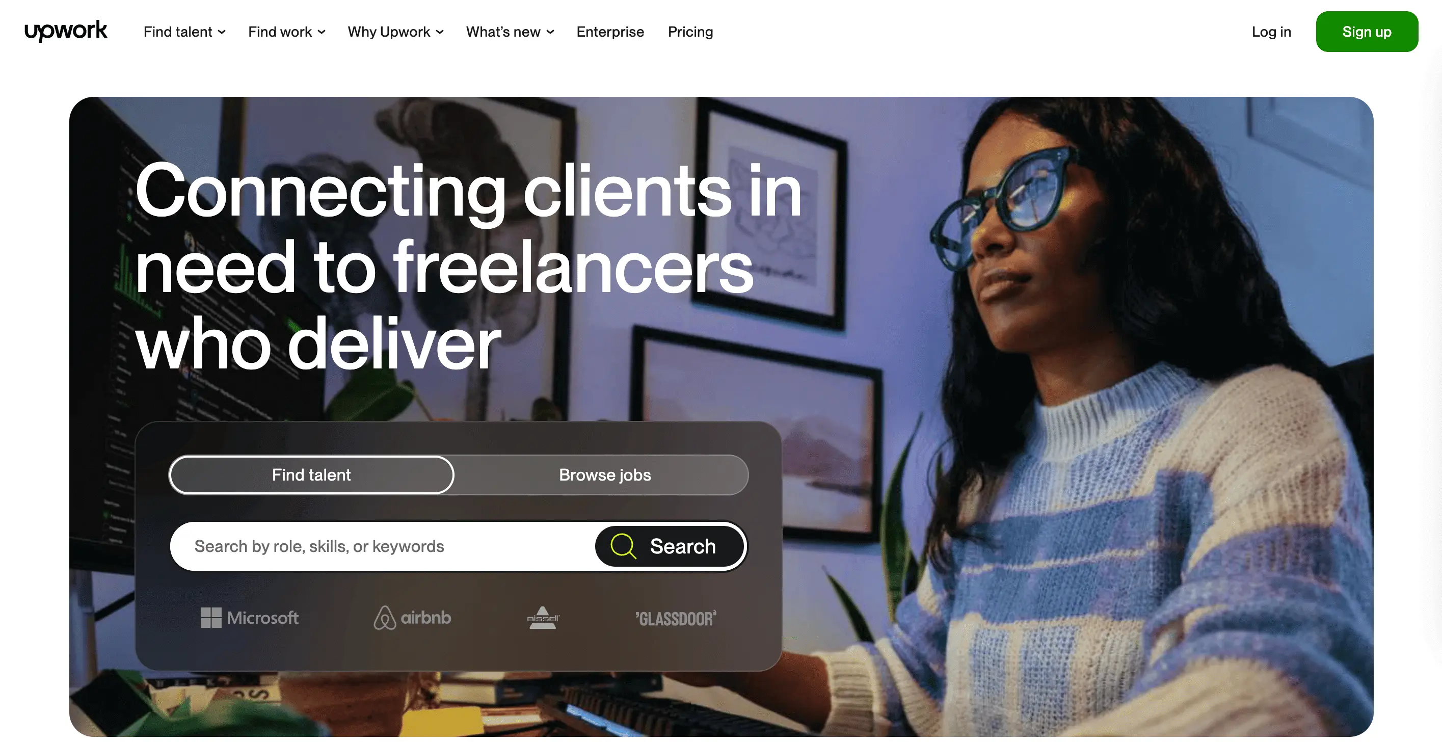 An image of upwork.com website homepage