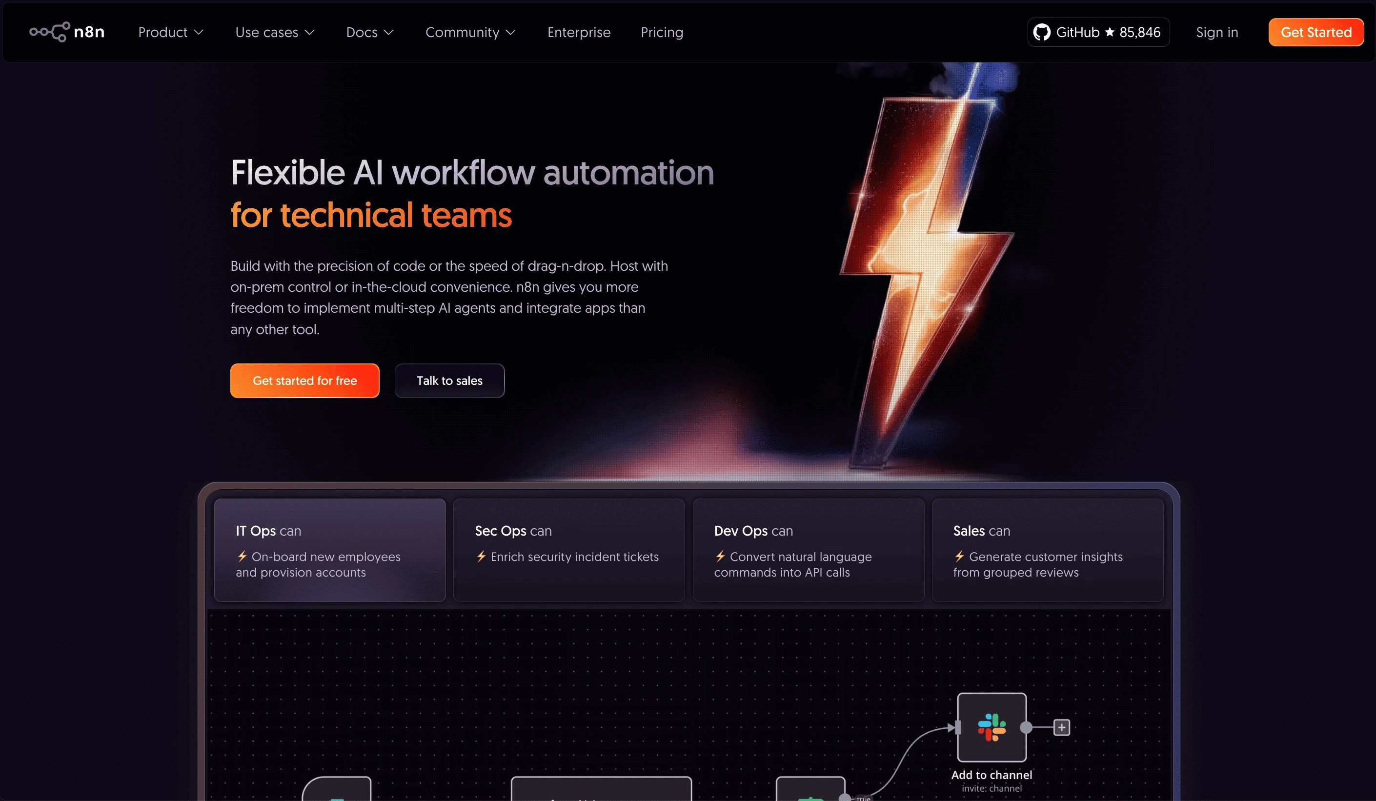 A screenshot of the N8N tool's website's homepage
