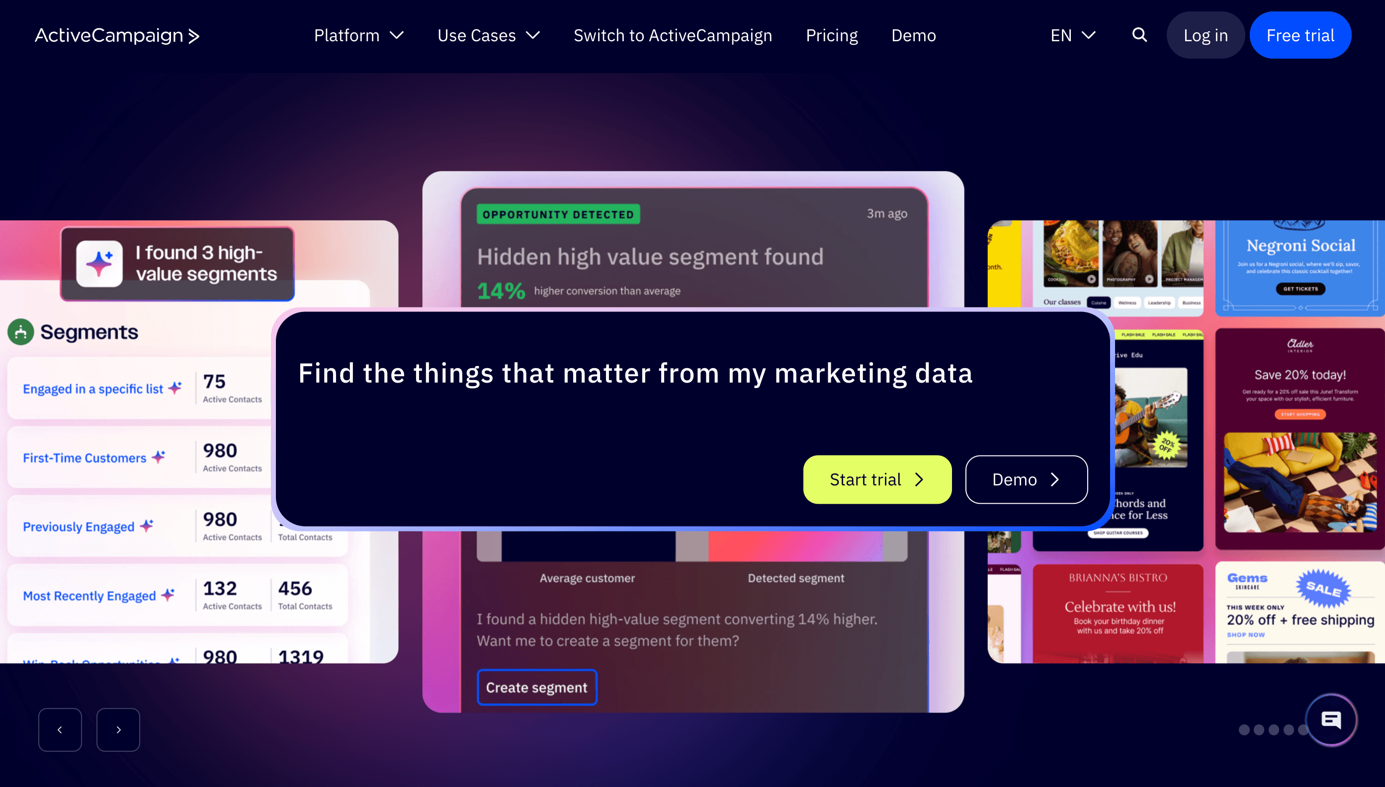 Image of ActiveCampaign website homepage