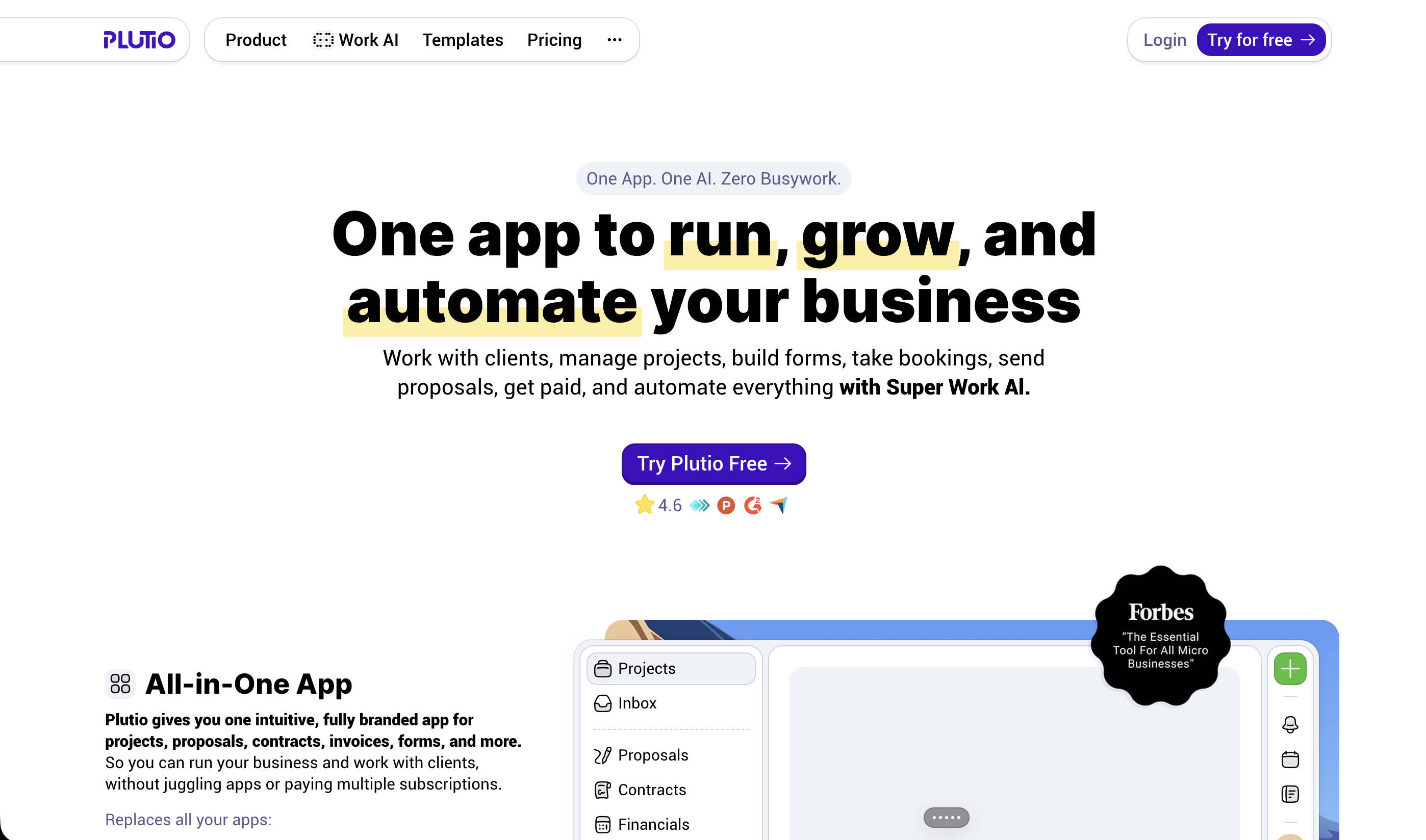 Image of Plutio website homepage
