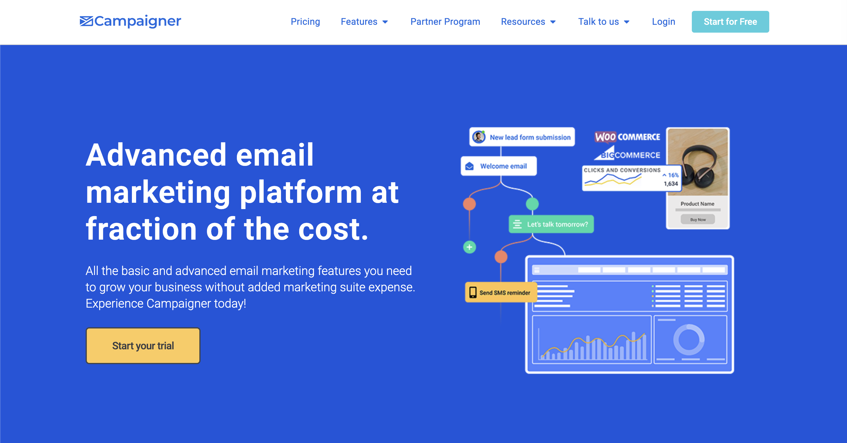 Image of website Campaigner homepage