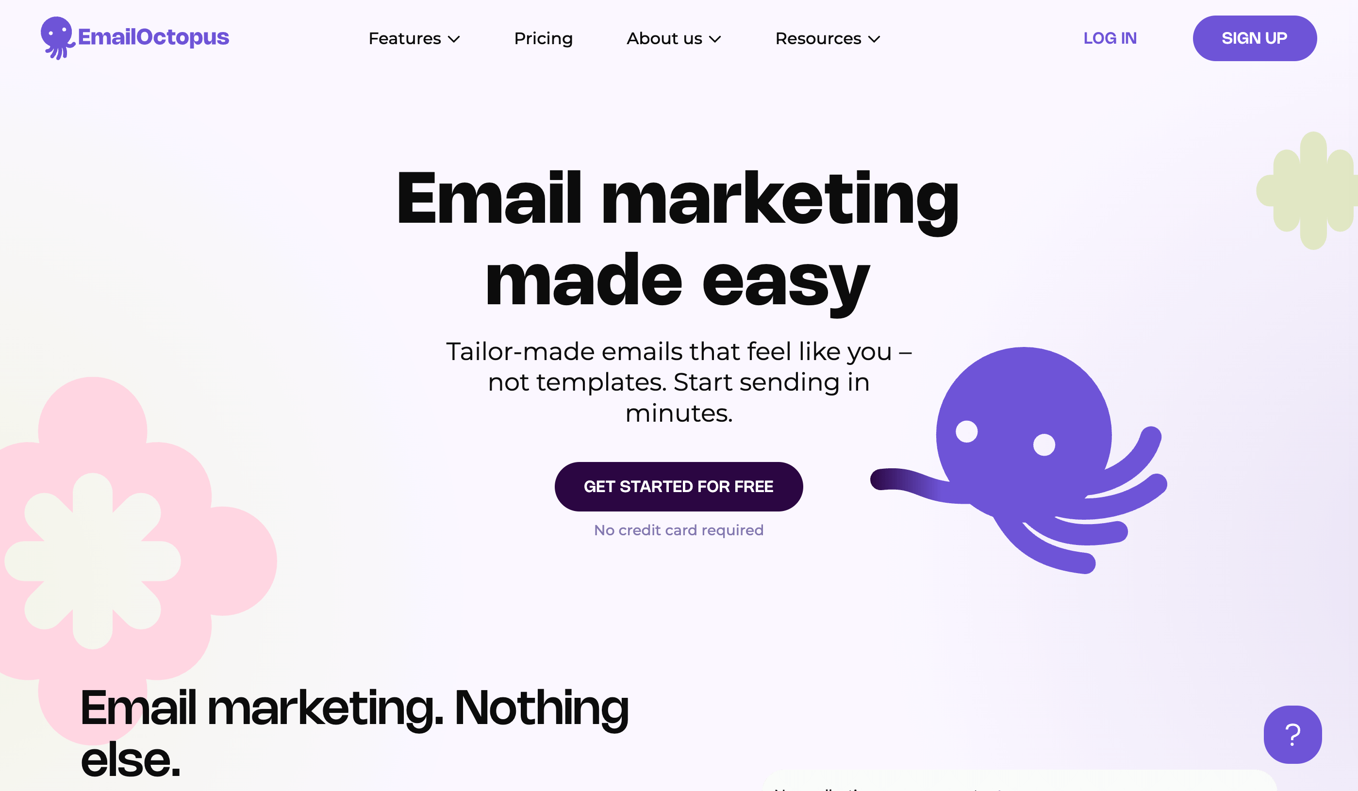 Image of website EmailOctopus homepage