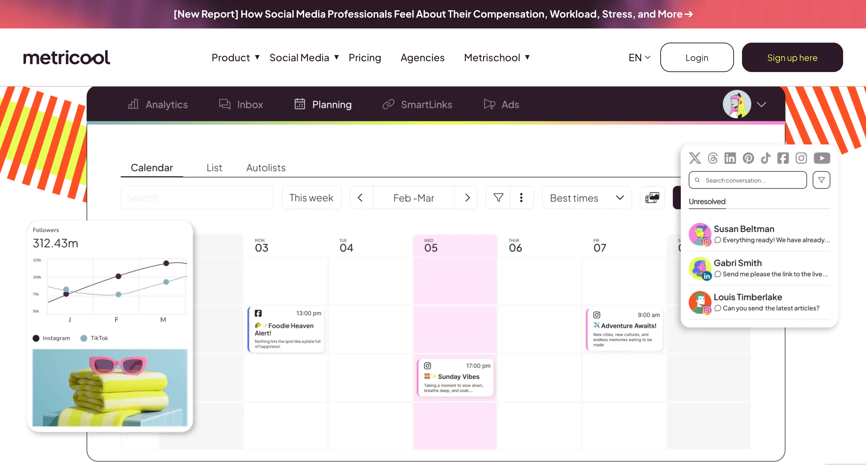 Screenshot of Metrcool homepage