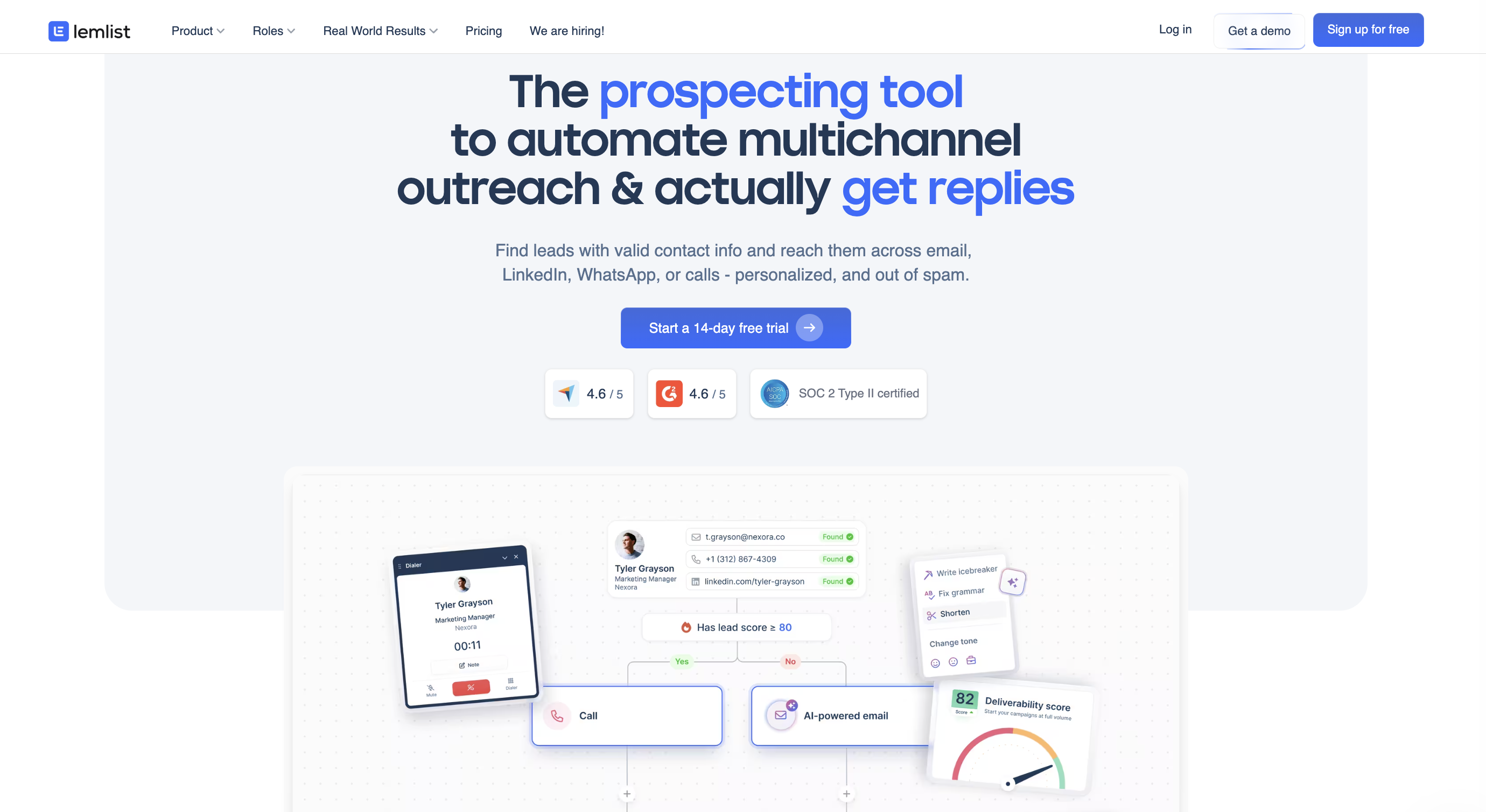 Image of Lemlist website homepage