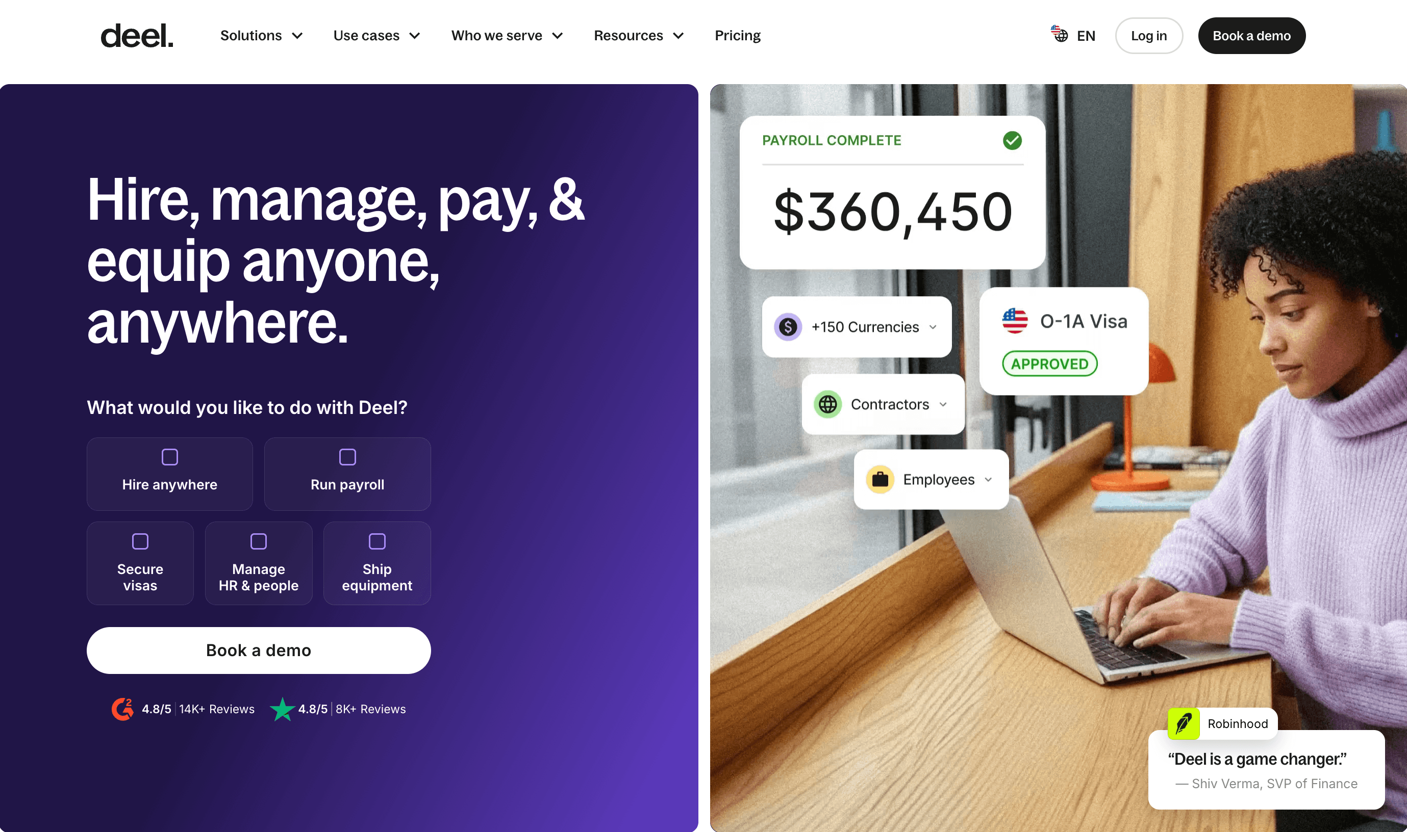 Deel global payroll dashboard