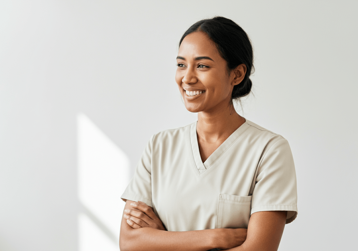 Confident healthcare worker smiling