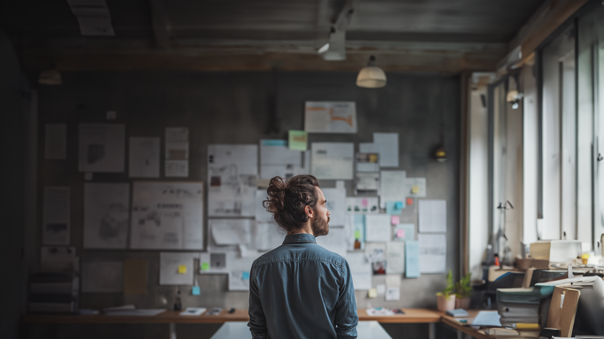 A guy standing in a modern urban style office
