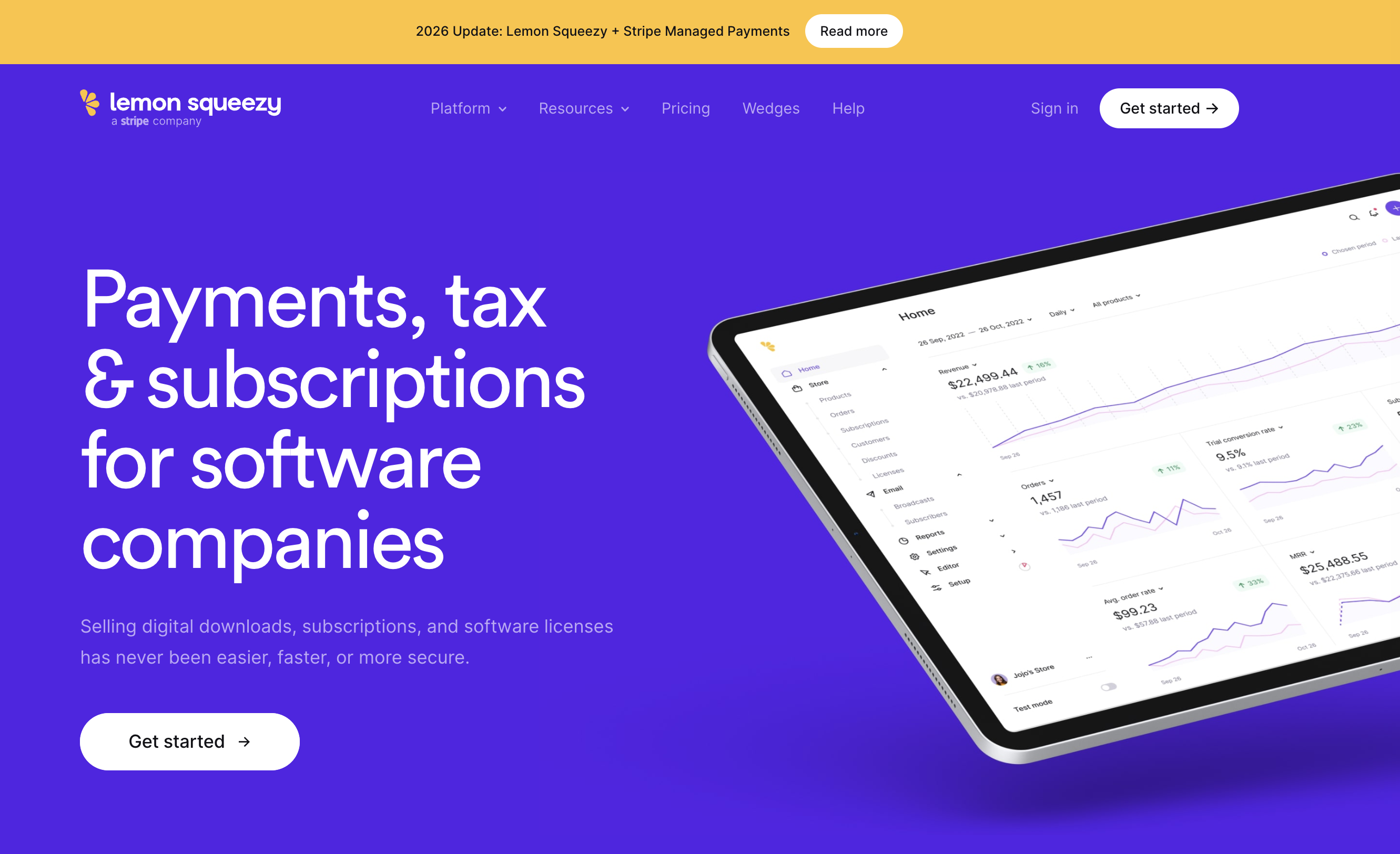 Lemon Squeezy homepage