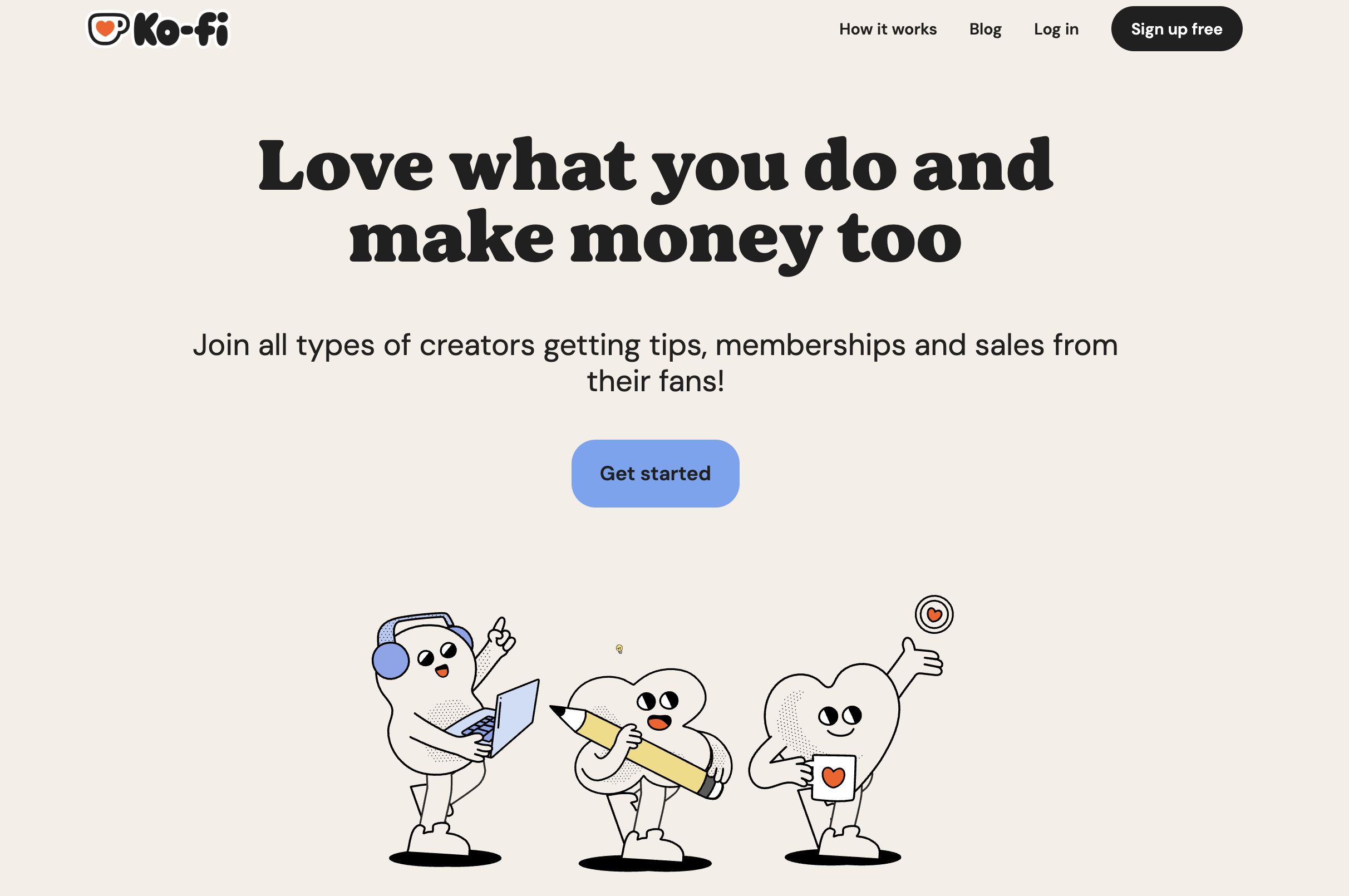 Ko-fi Shop homepage