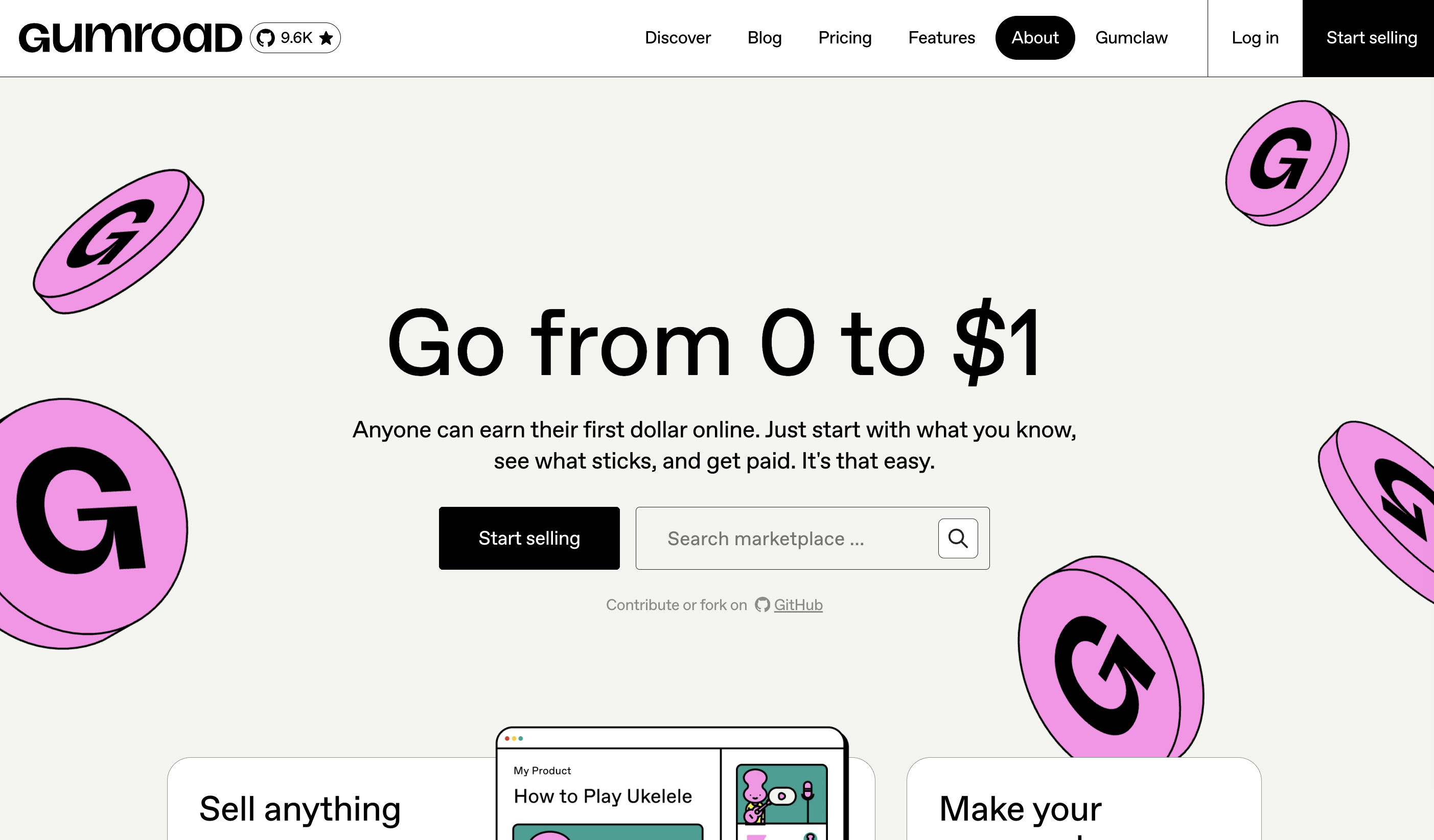 Gumroad homepage