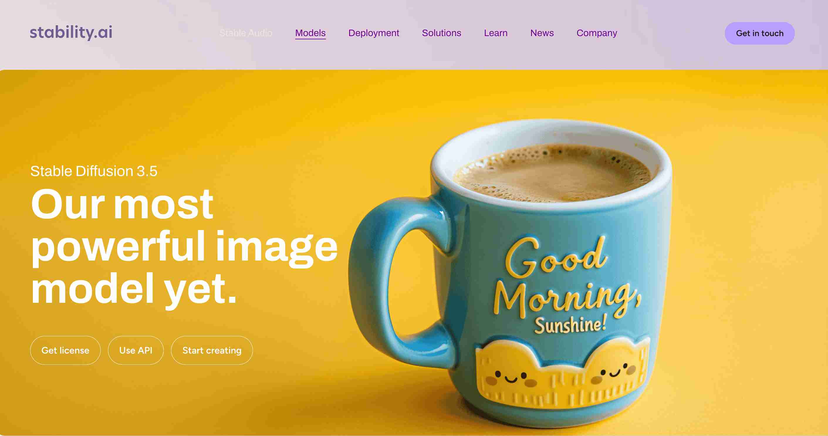 Stable Difussion AI image generator homepage