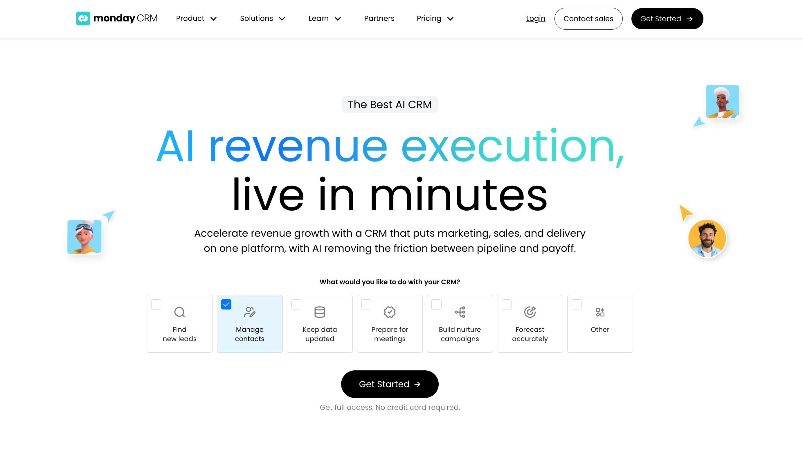 Monday CRM landing page 