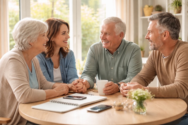 Couple with their mother and father