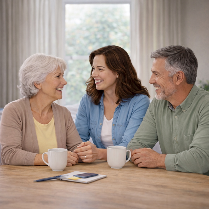 Couple with their mom 