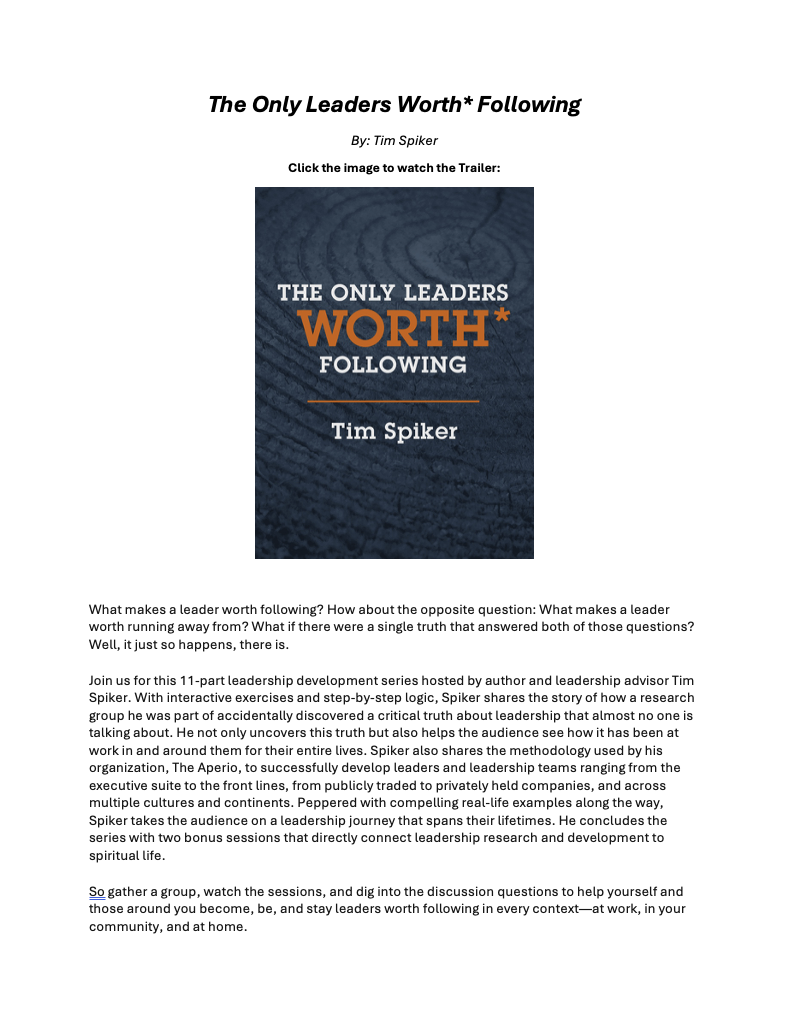 NEW—The Only Leaders Worth* Following