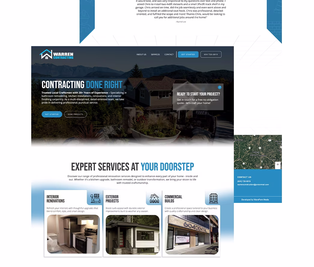 A link to the client's website, with the picture showing a snapshot of their site.