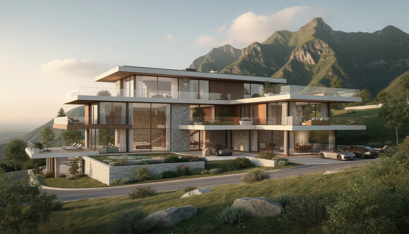 Edificio residencial de lujo con una arquitectura moderna, situado en un entorno montañoso en Andorra, que refleja un crecimiento sostenible y atractivo para residentes e inversores. Este proyecto de ley busca facilitar la obtención de la residencia mediante inversiones mínimas, promoviendo un destino ideal para aquellos que buscan un estilo de vida en un paraíso fiscal.