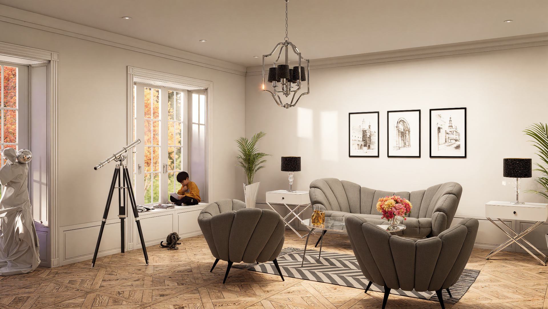 Salon w stylu nowojorskim – jesienna aranżacja wnętrza Lublin