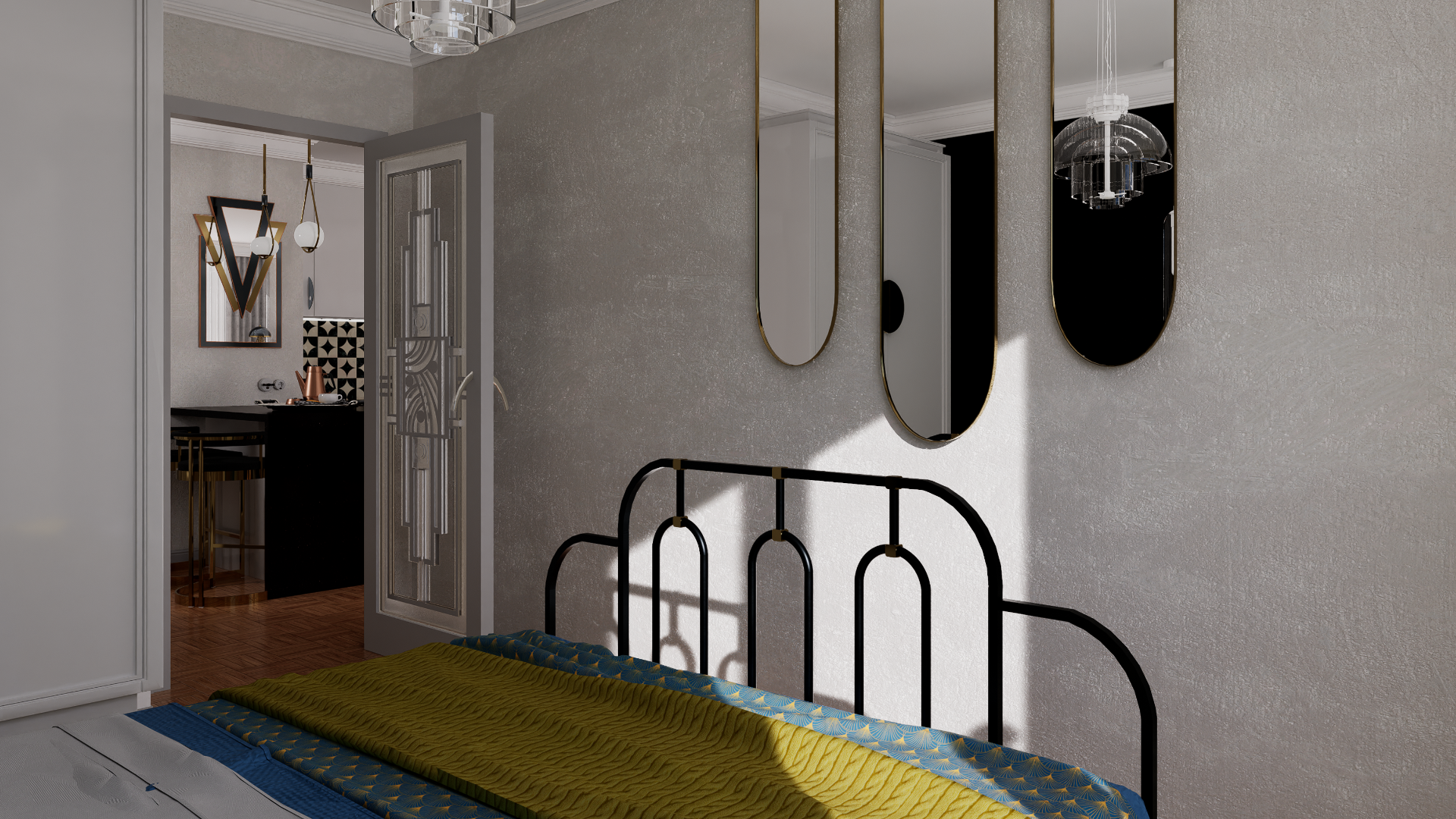 sypialnia w stylu art deco w Lublinie