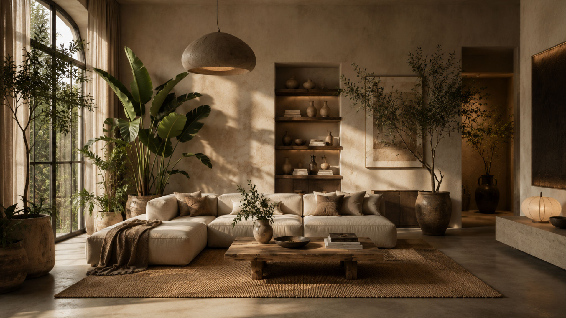 Projektowanie wnętrz Lublin - salon z roślinami