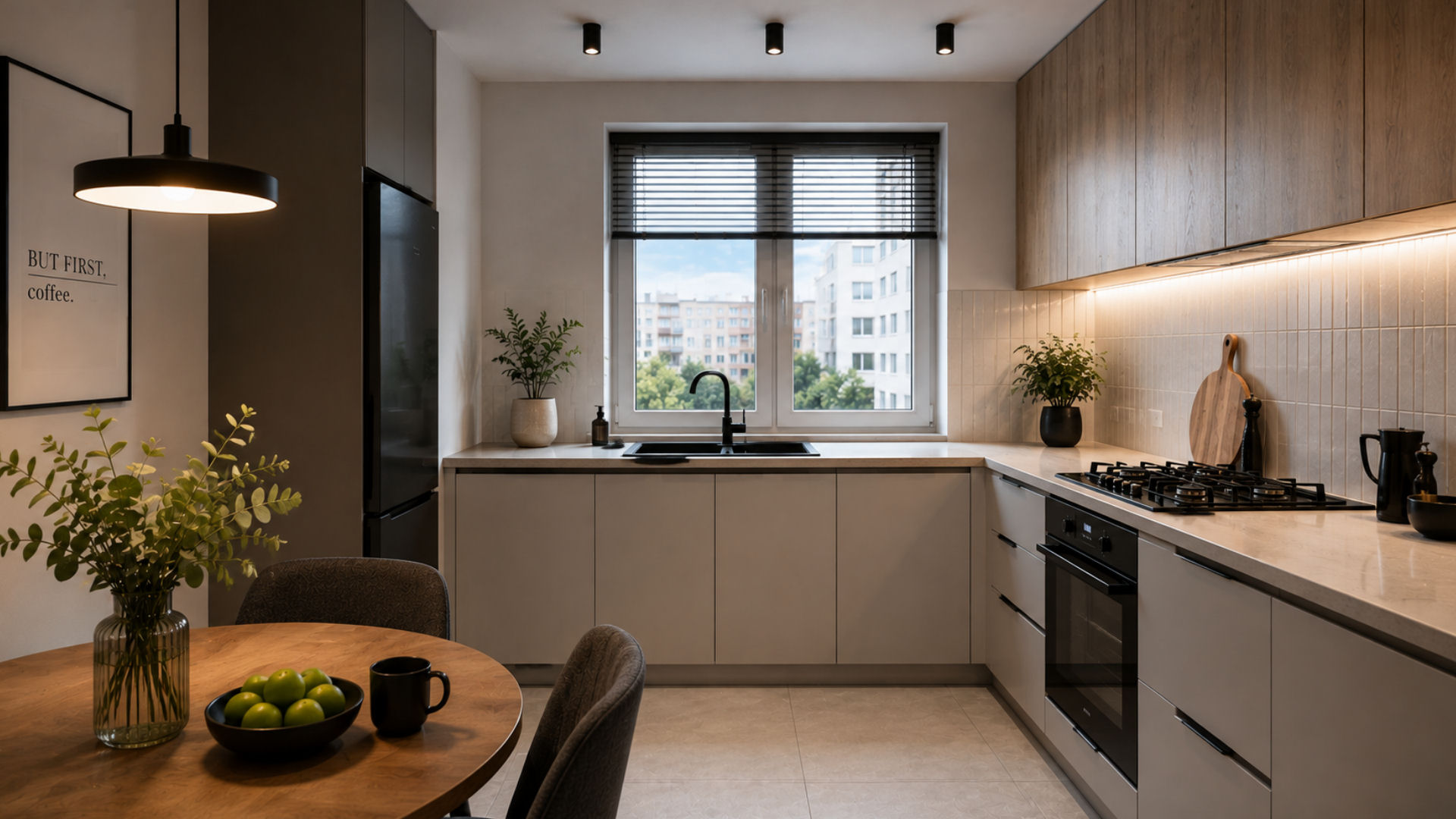 Minimalistyczna kuchnia w bloku – projekt kuchni Lublin