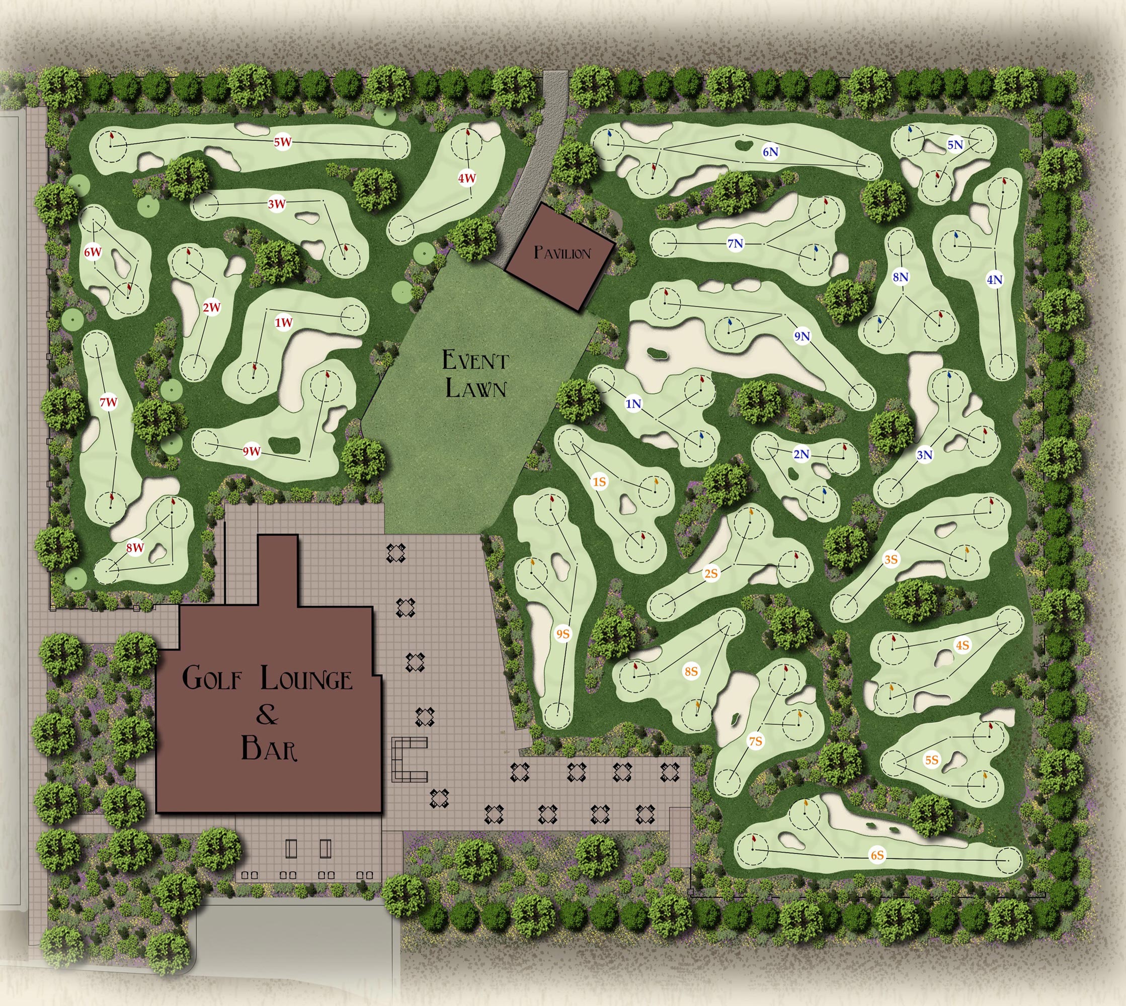 Putt, chip, and chill complex map