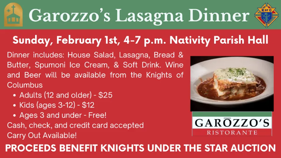 Garozzos Lasagna Dinner
