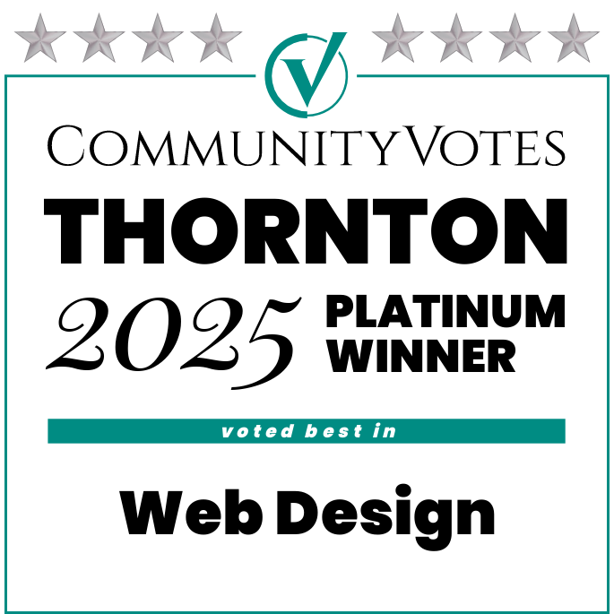 Lizzy Moffett's Web Design Platinum Winner Certificate for Thornton 2025