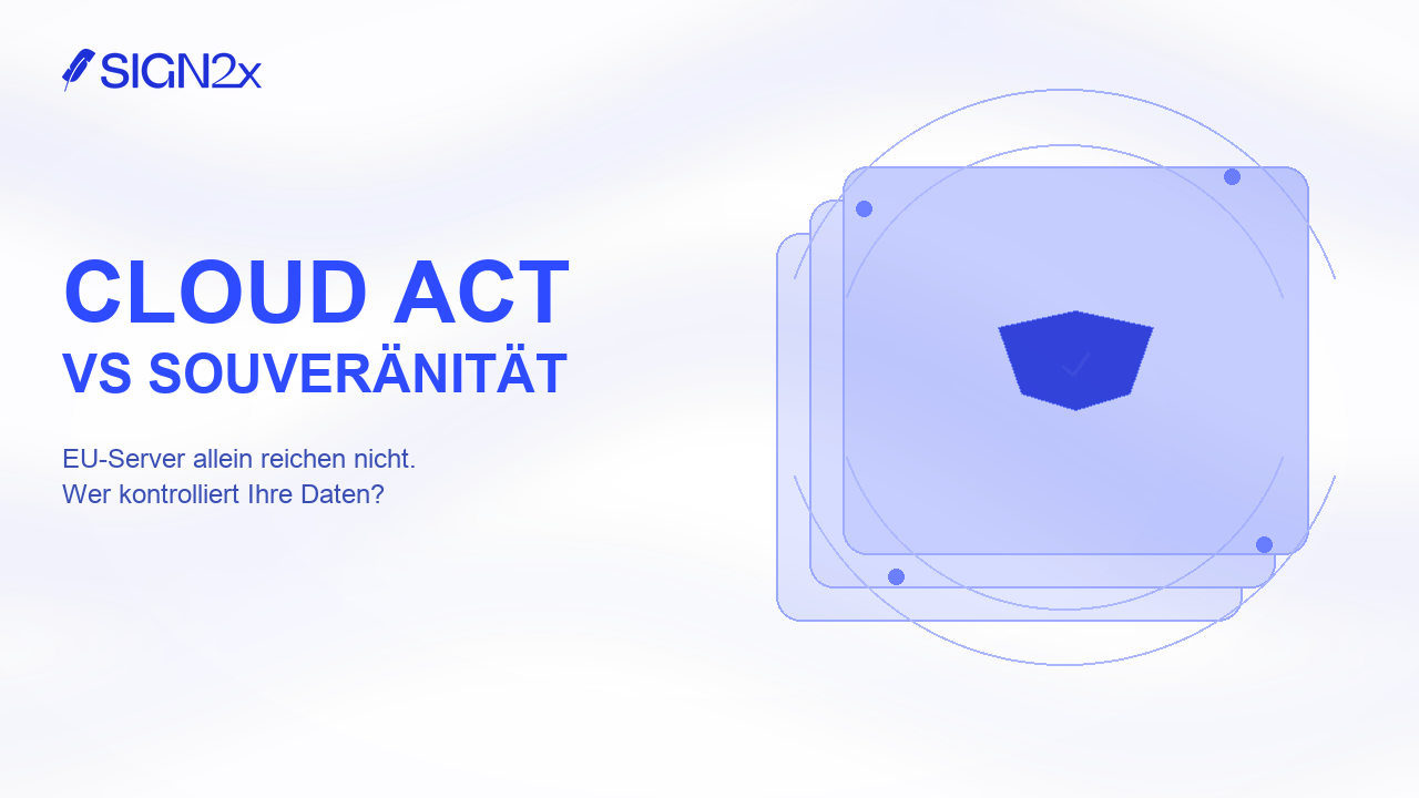 Cloud Act und data-sovereign cloud hosting E-Signatur – Sign2x Cover