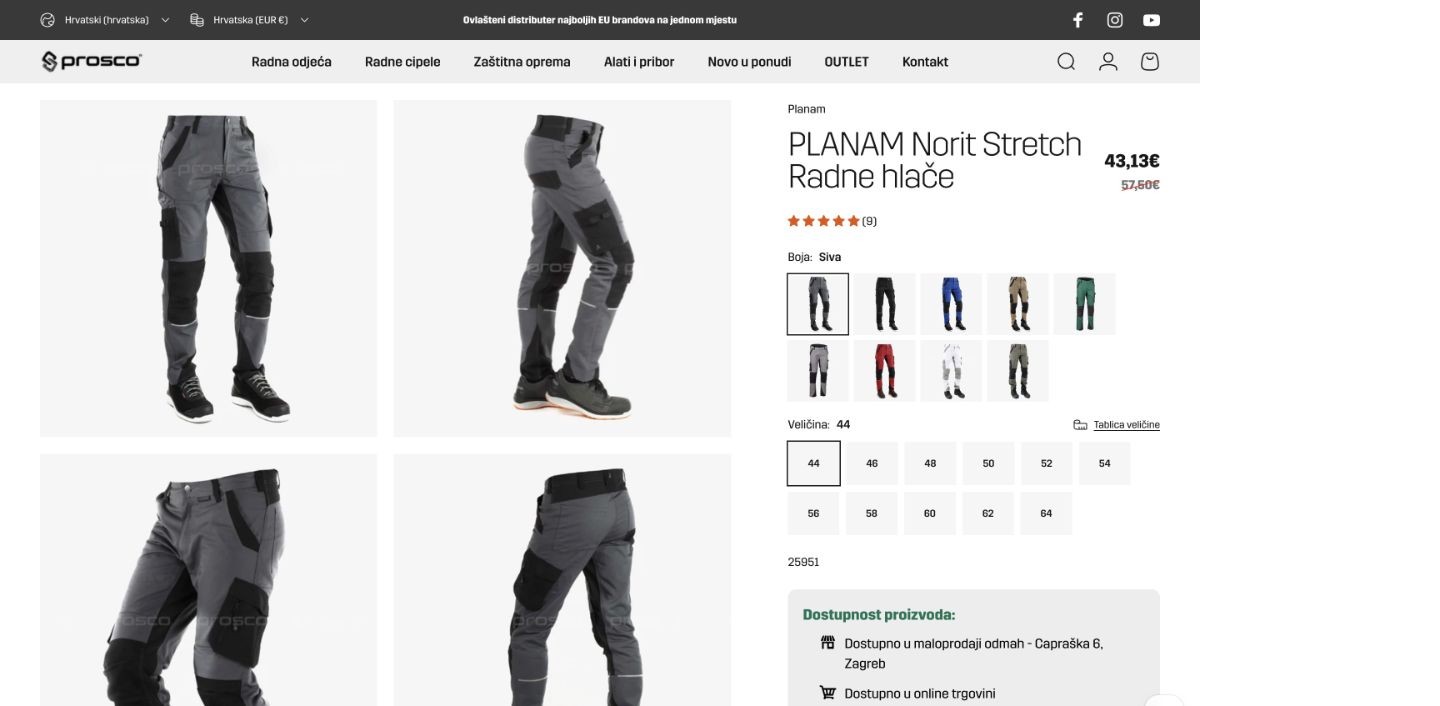 Prosco: Radne hlače PLANAM s odabirom varijanti