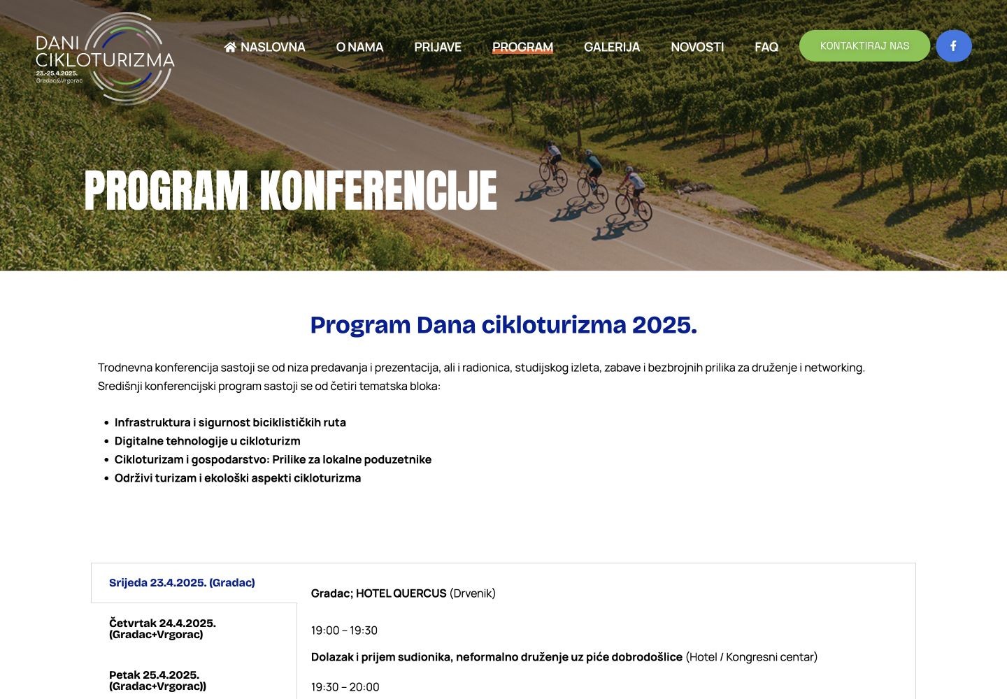 Dani cikloturizma: Program konferencije