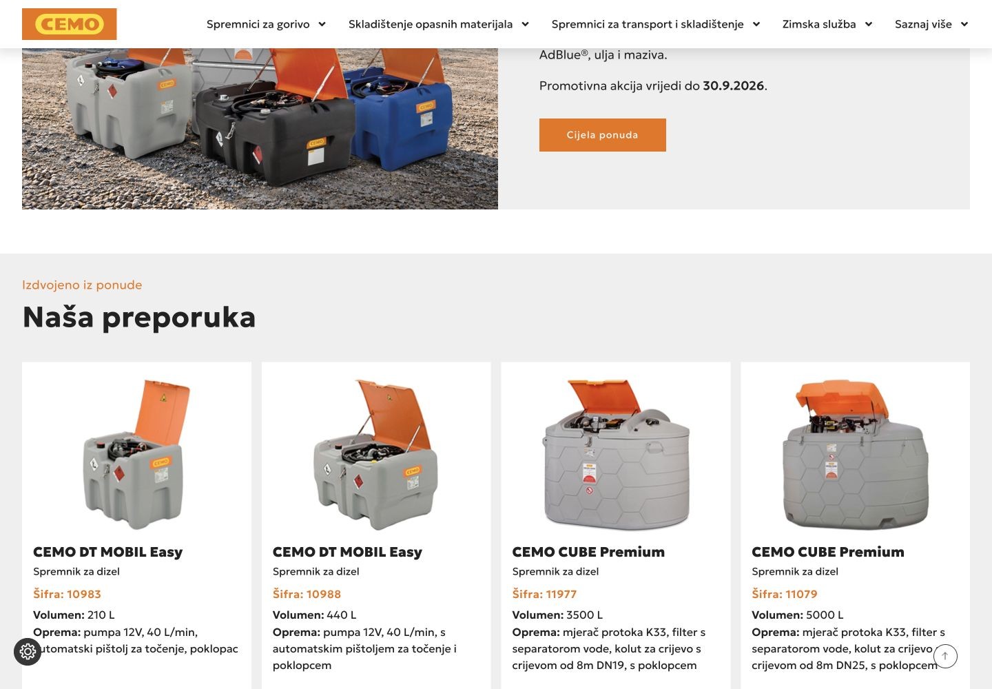 Larix Plus - Cemo: Pregled spremnika za dizel