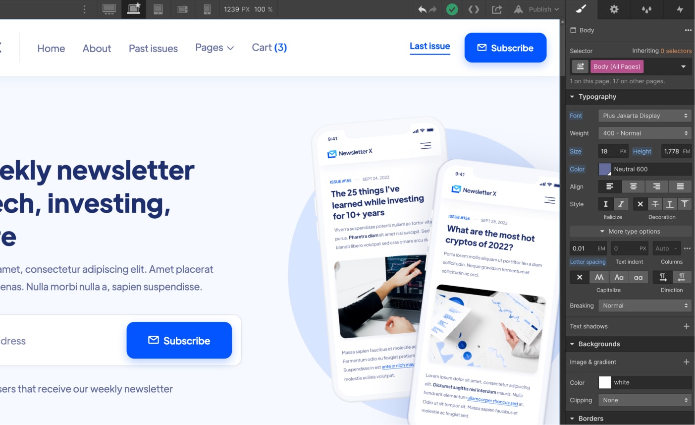 Typography - Newsletter X Webflow Template