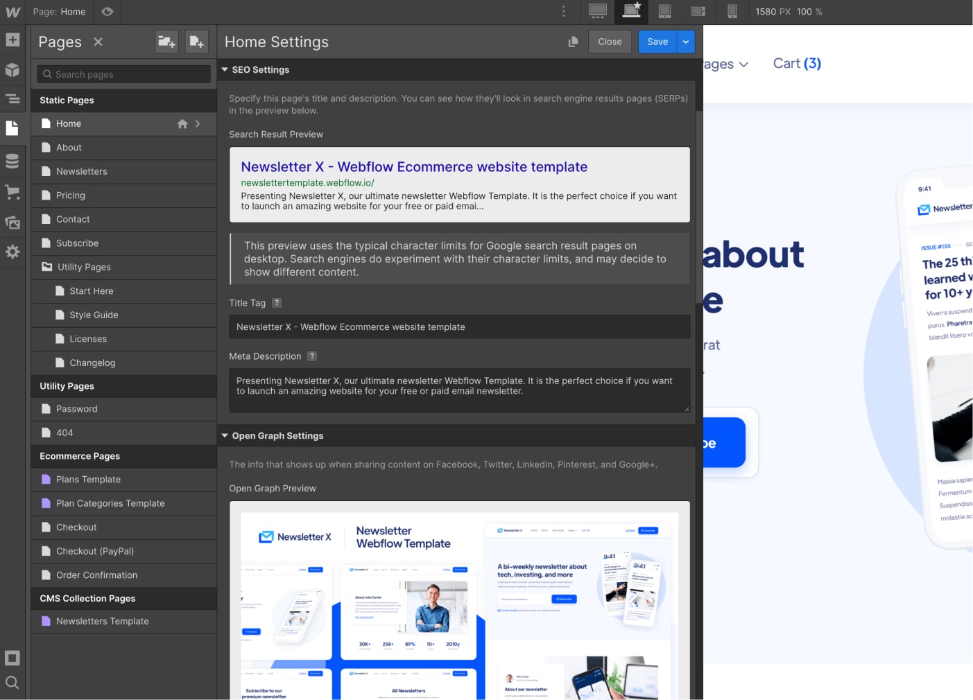 SEO - Newsletter X Webflow Template