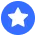 White star icon centered on a blue circular background with small circular cutouts around the edge.