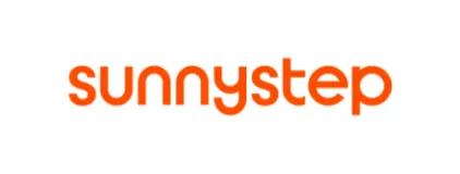 SunnyStep brand logo with orange lowercase text on a white background.