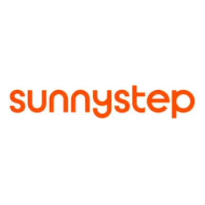 Sunnystep brand name in orange lowercase letters on a white background.