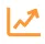 Orange line graph showing an upward trend with an arrow pointing up and to the right.