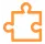 Single orange puzzle piece icon with interlocking edges.